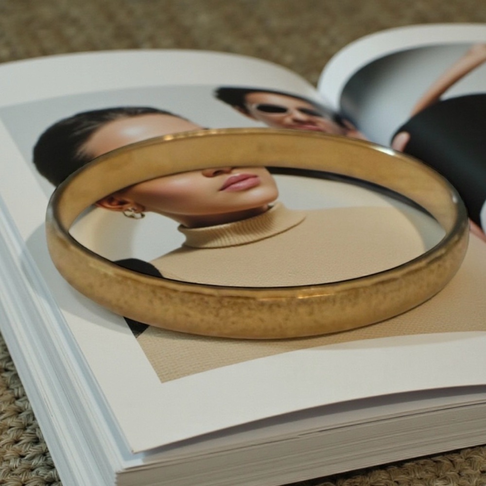 Vintage ‘80s MONET Iconic Embossed Gold Tone Bangle Bracelet